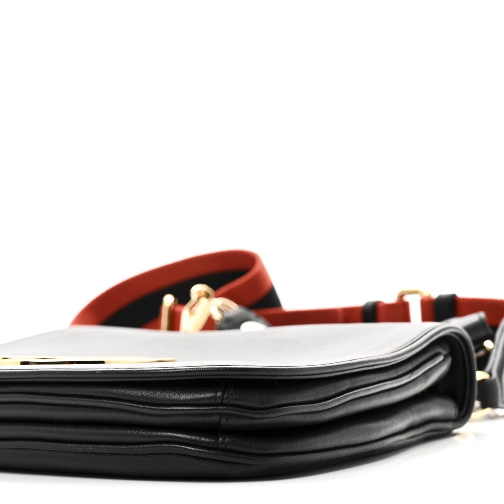 Gucci Roxy Calfskin Web Medium Studded Blondie Shoulder Flap Bag Black