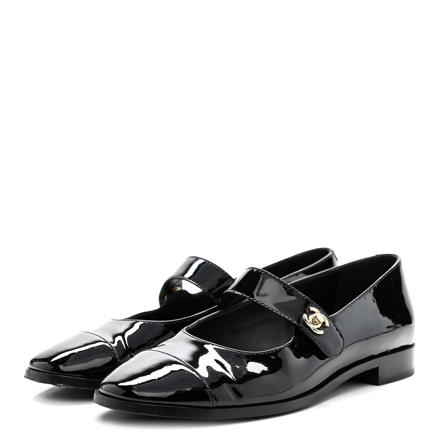 Patent Calfskin Mary Janes Flats 39 Black