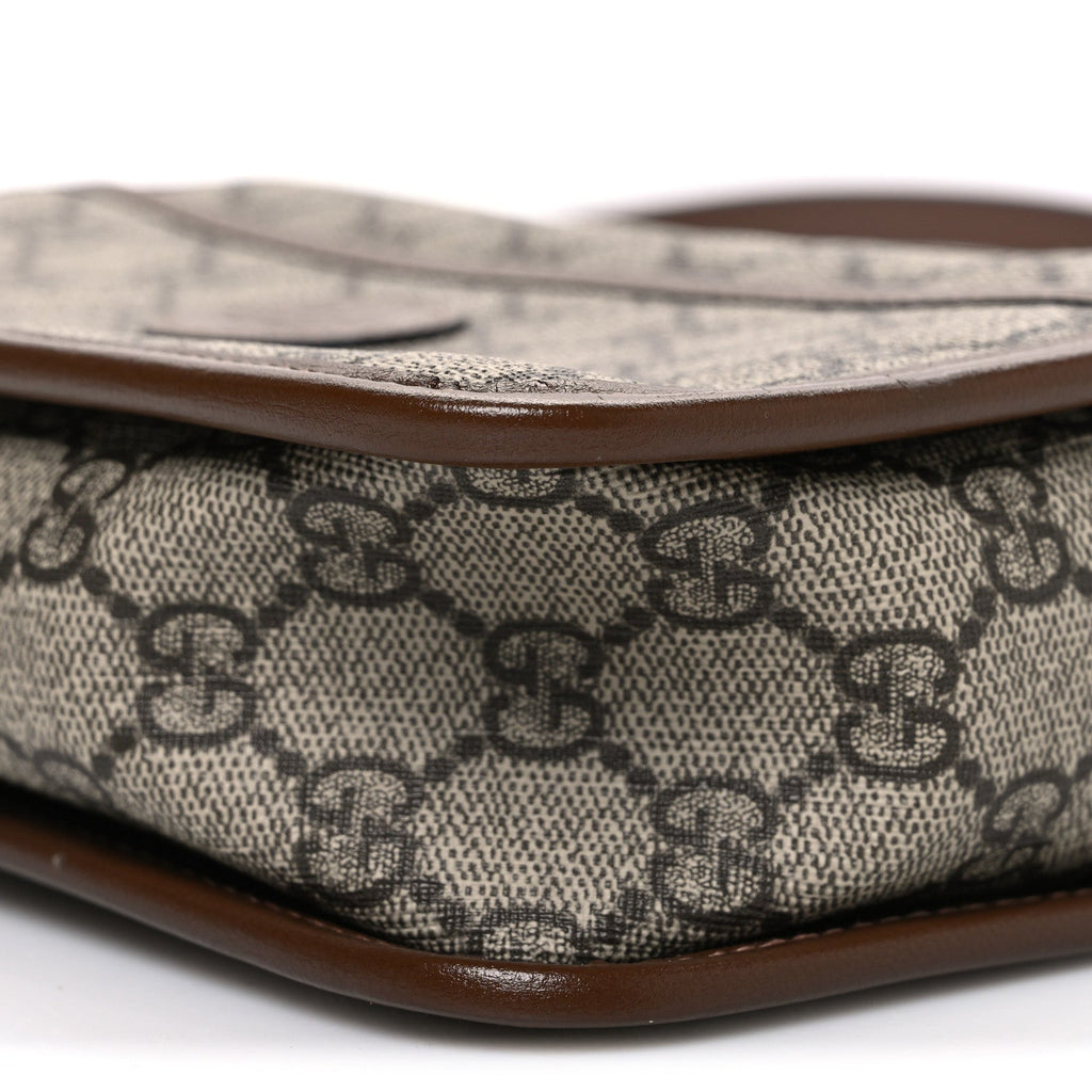 Gucci GG Supreme Monogram Azalea Calfskin Mini Retro Interlocking G Shoulder Bag Beige Ebony Brown Sugar