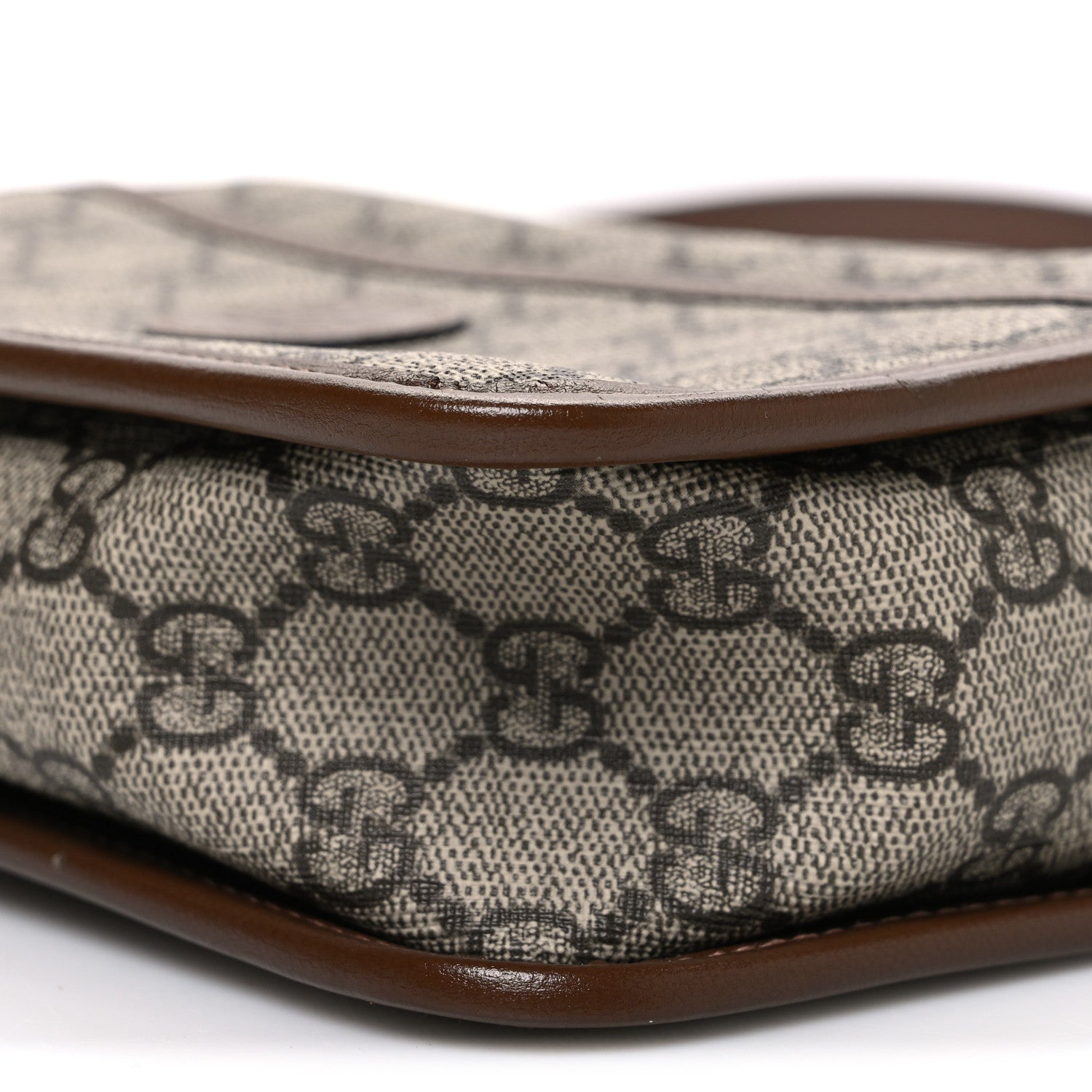 Gucci GG Supreme Monogram Azalea Calfskin Mini Retro Interlocking G Shoulder Bag Beige Ebony Brown Sugar