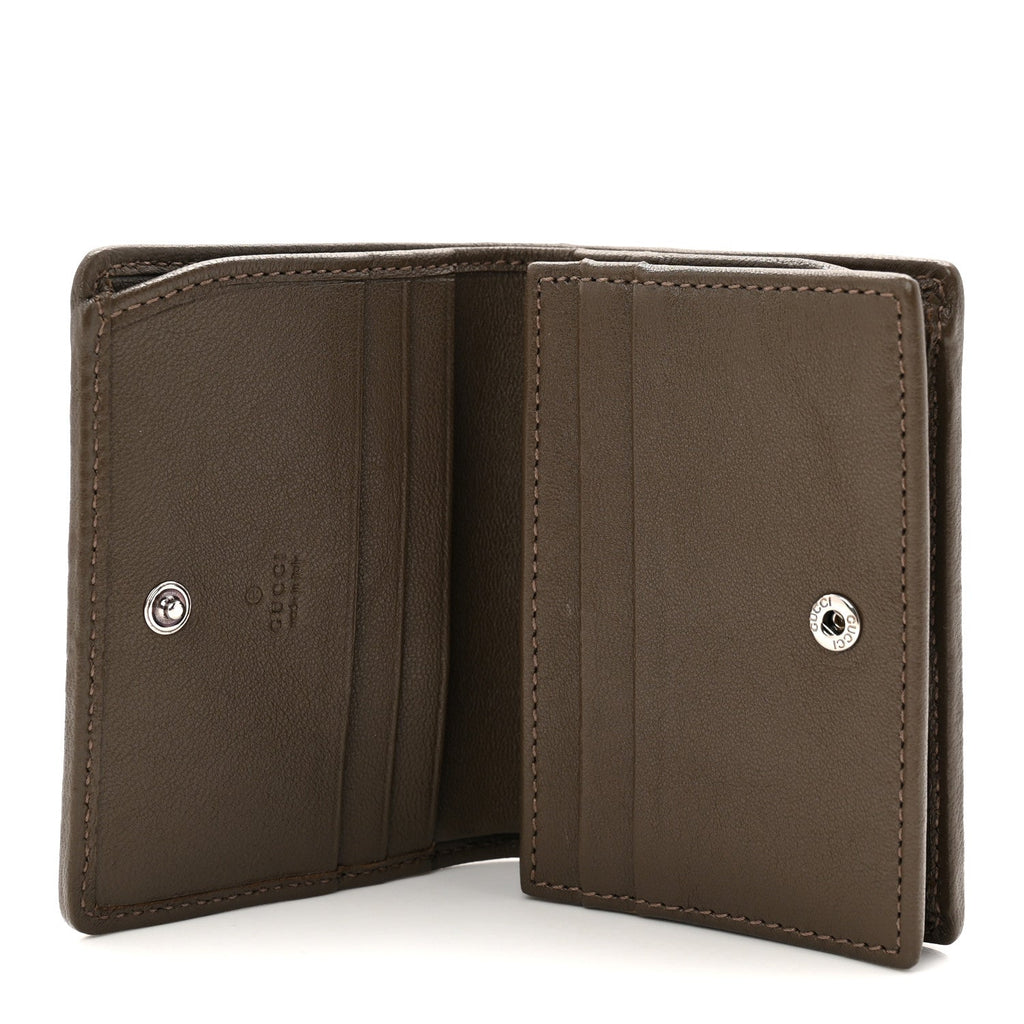 Gucci Sakai Be Green Calfskin Diagonal Stitched Blondie Card Case Wallet Craclet Brown