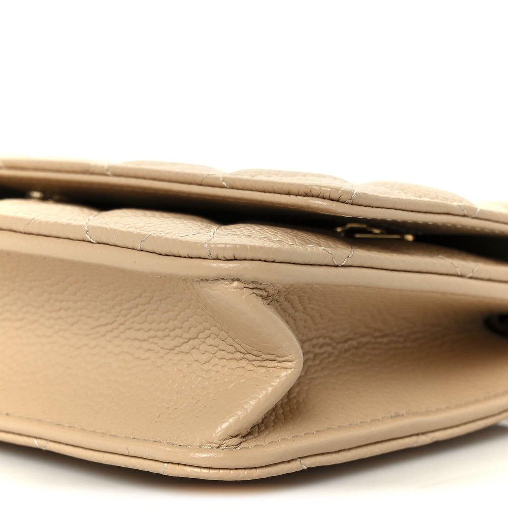 Chanel Caviar Quilted Wallet on Chain WOC Beige