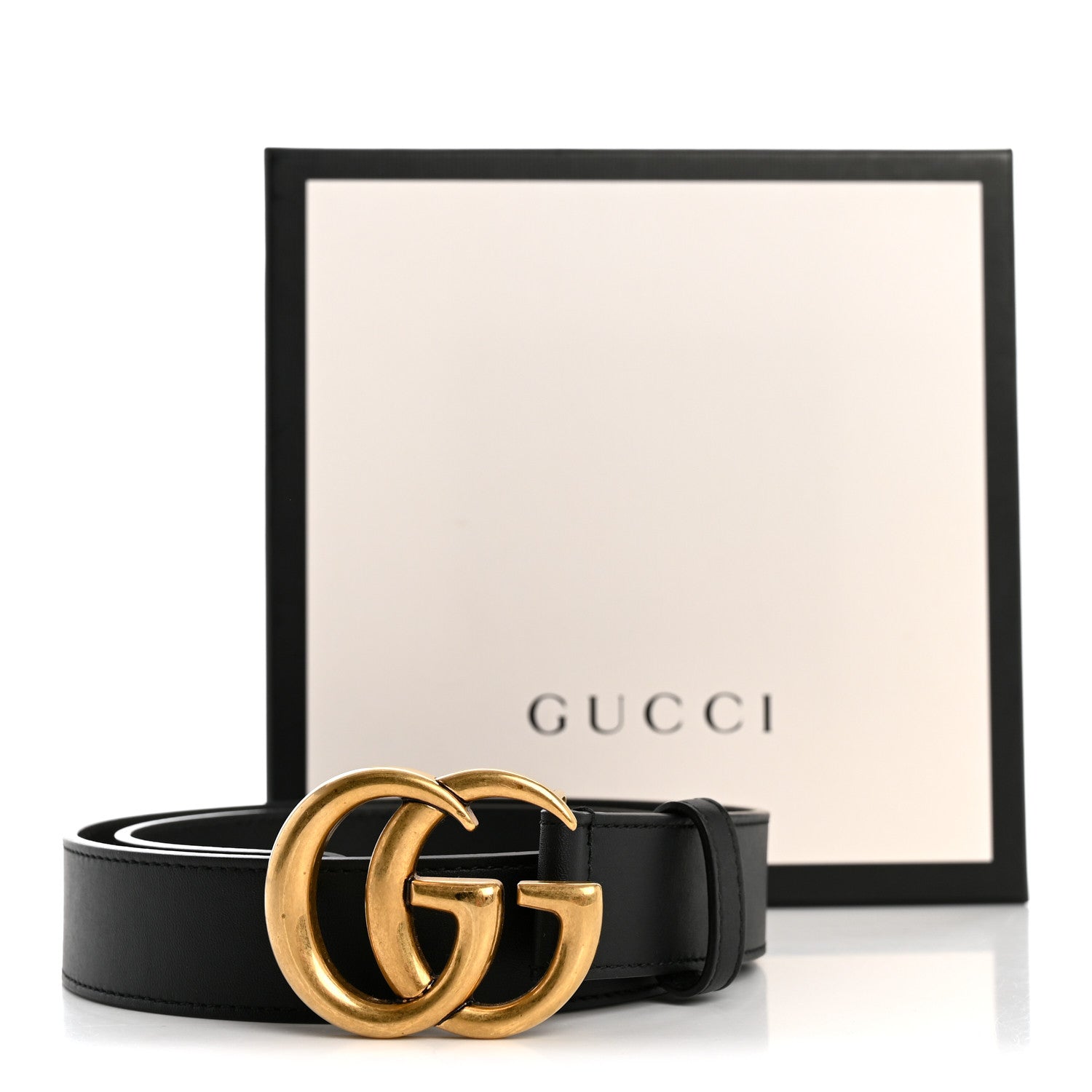 Gucci Calfskin Double G 30mm 70 28 Belt Black