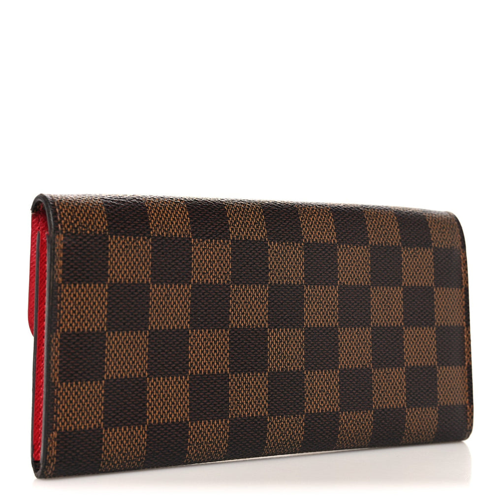 Louis Vuitton Damier Ebene Emilie Wallet Red