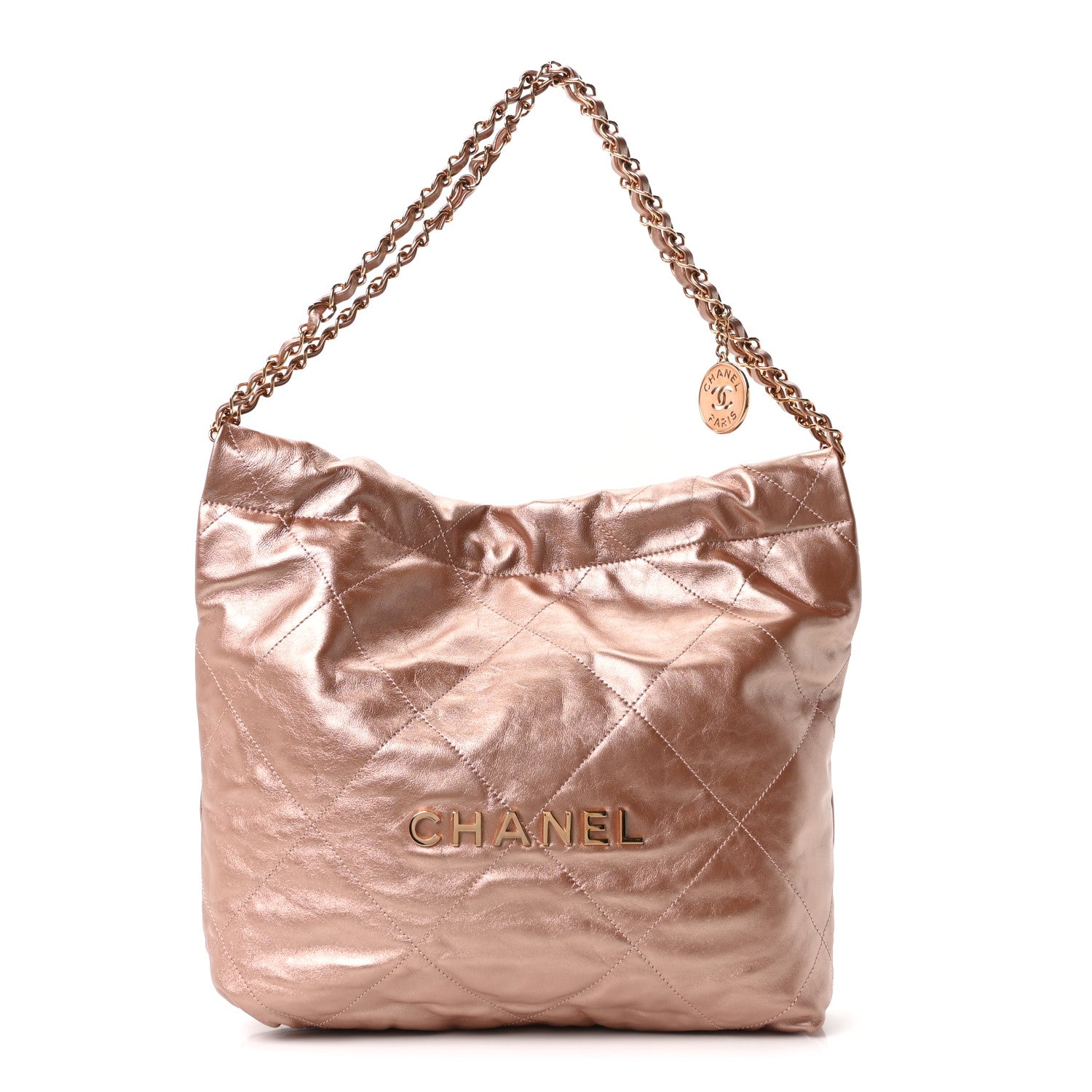 Chanel Metallic Calfskin Quilted Small Chanel 22 Pink