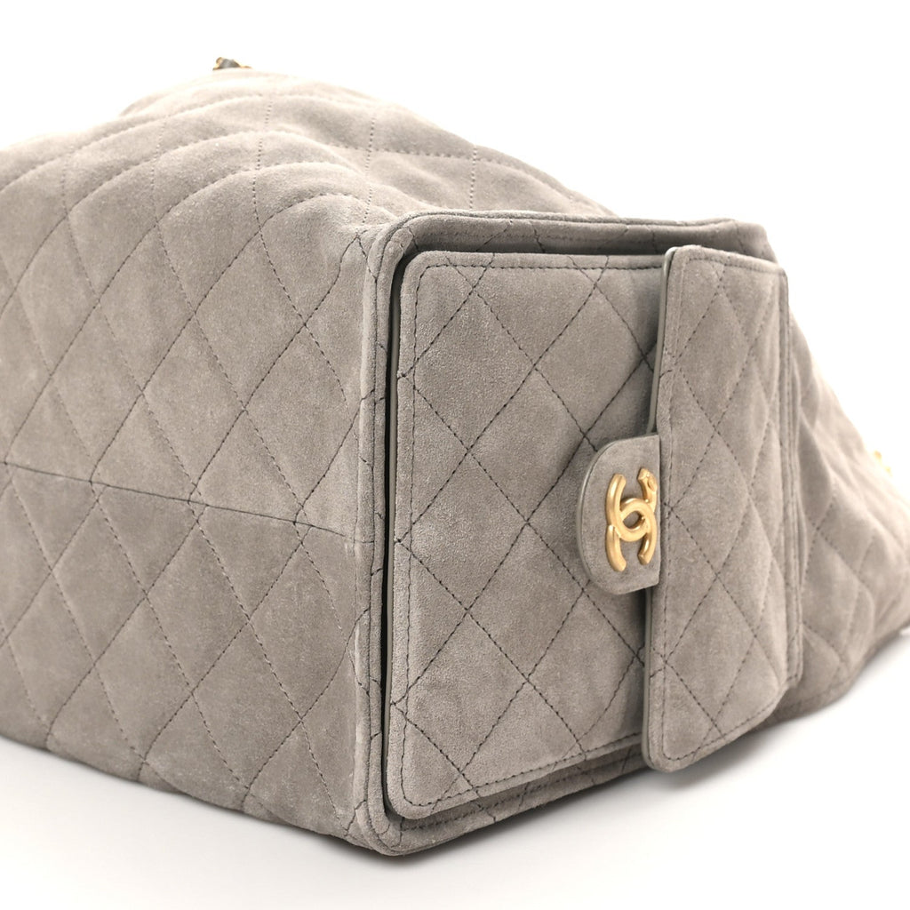 Chanel Suede Quilted Medium Chanel 25 Handbag Dark Grey