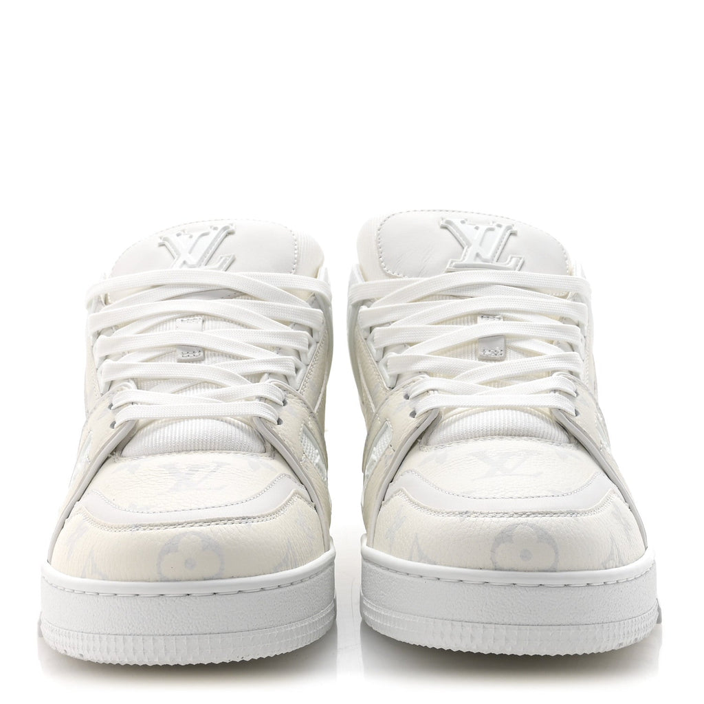 Louis Vuitton Calfskin Monogram Mens LV Trainer Sneakers 7 White