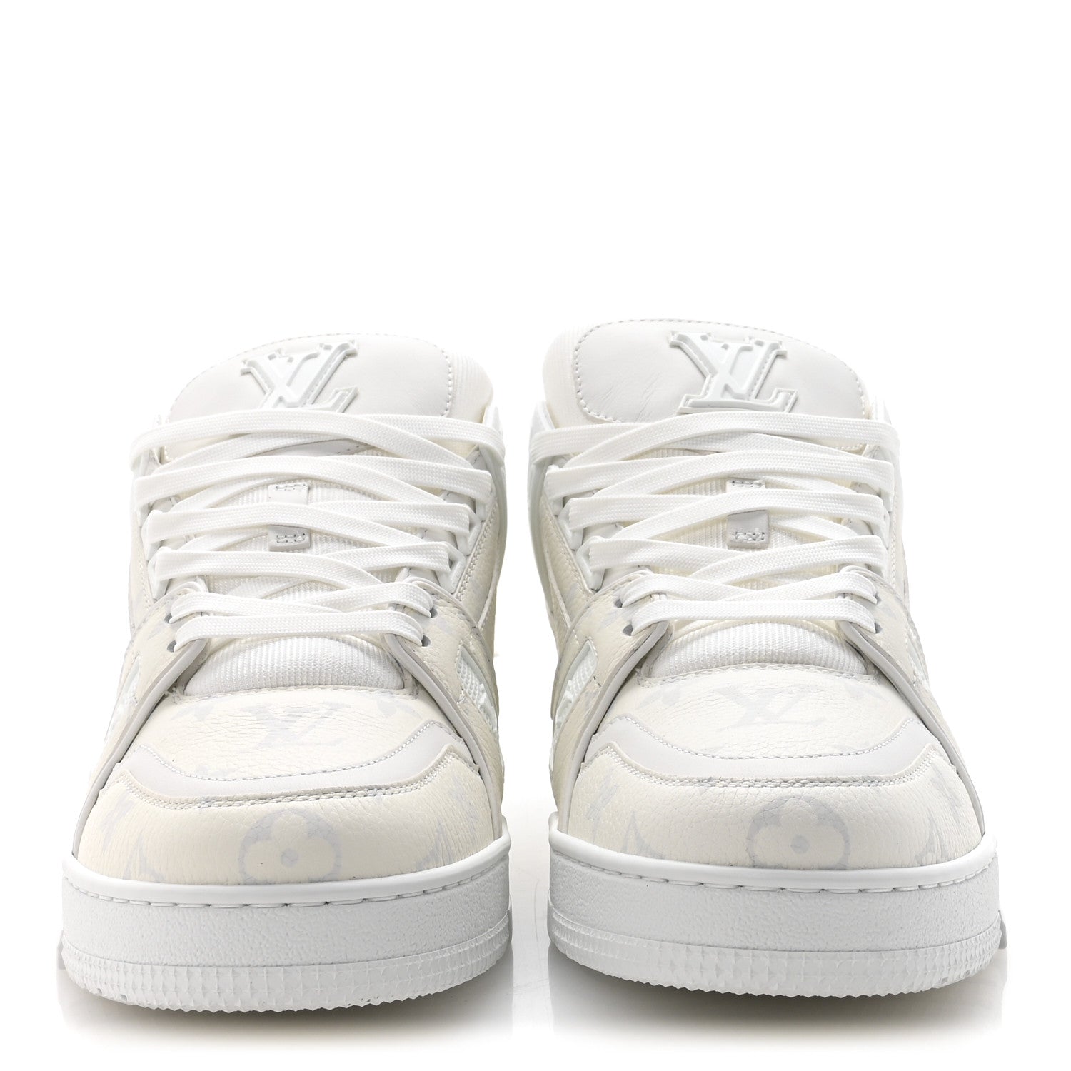Louis Vuitton Calfskin Monogram Mens LV Trainer Sneakers 7 White