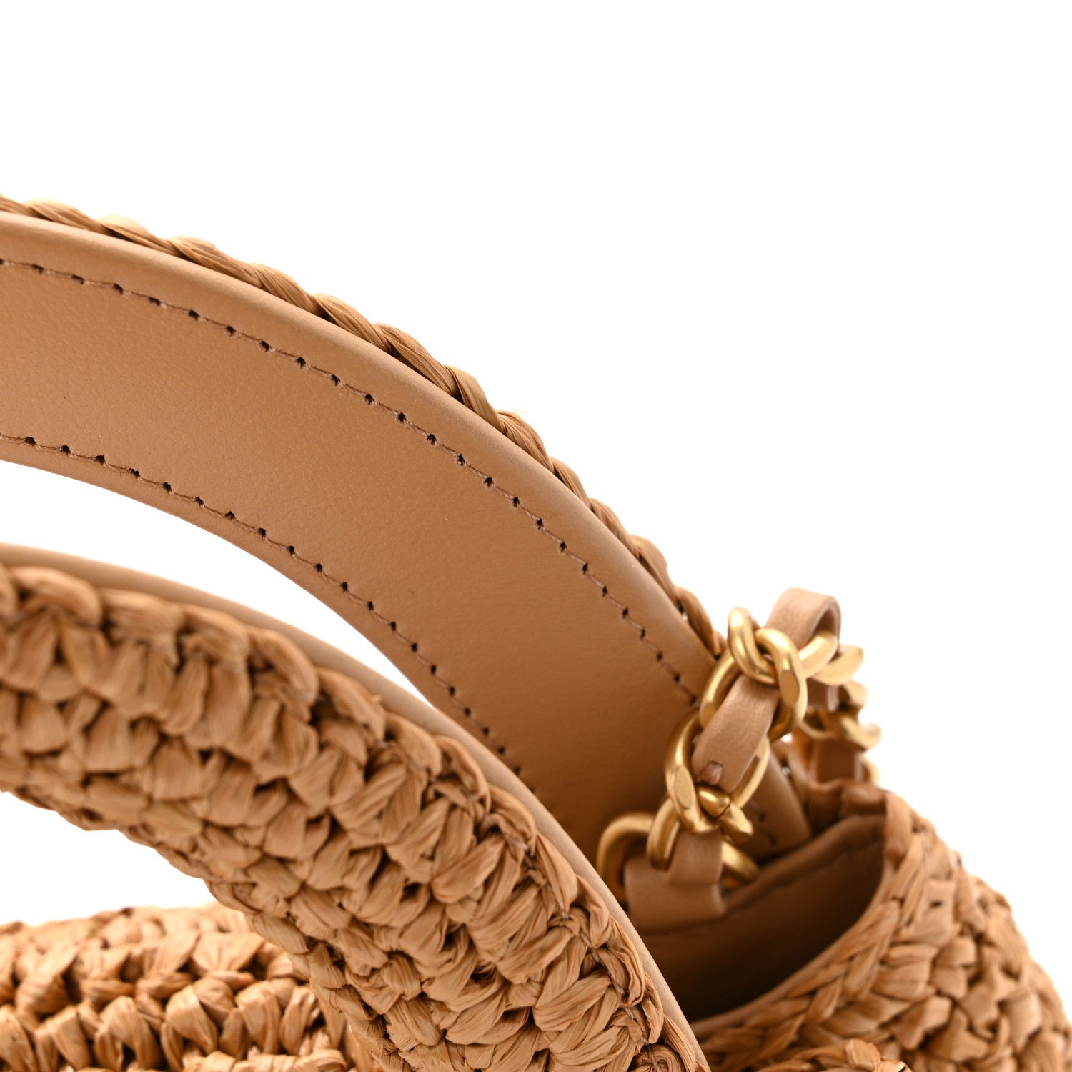 Chanel Braided Raffia Nano Kelly Flap Bag Dark Beige