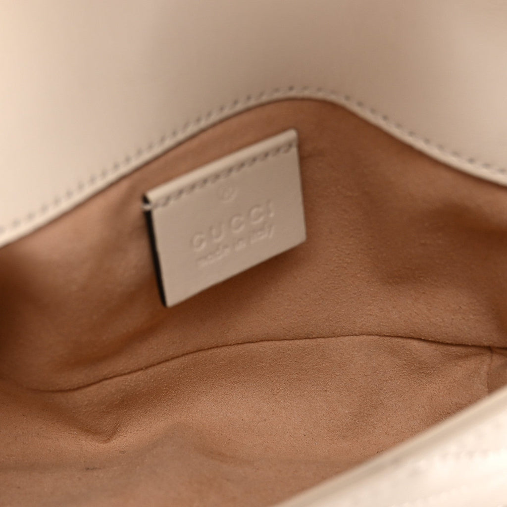 Gucci Calfskin Matelasse Super Mini GG Marmont Shoulder Bag White