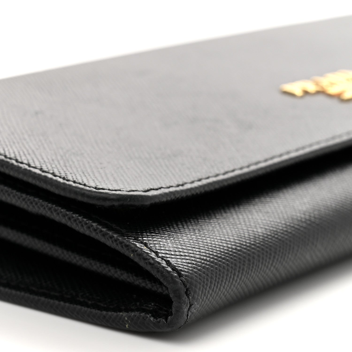 Prada Saffiano Metal Oro Chain Wallet Black