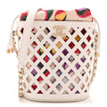 Chanel Lambskin Sea Through Bucket Drawstring Bag White Multicolor