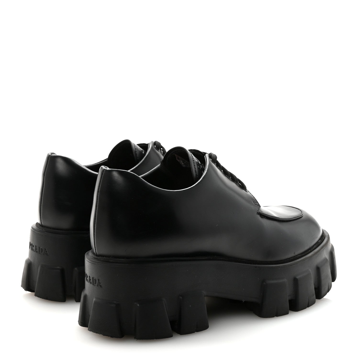 Prada Spazzolato Rois Monolith 55mm Derby Loafers 38 Black