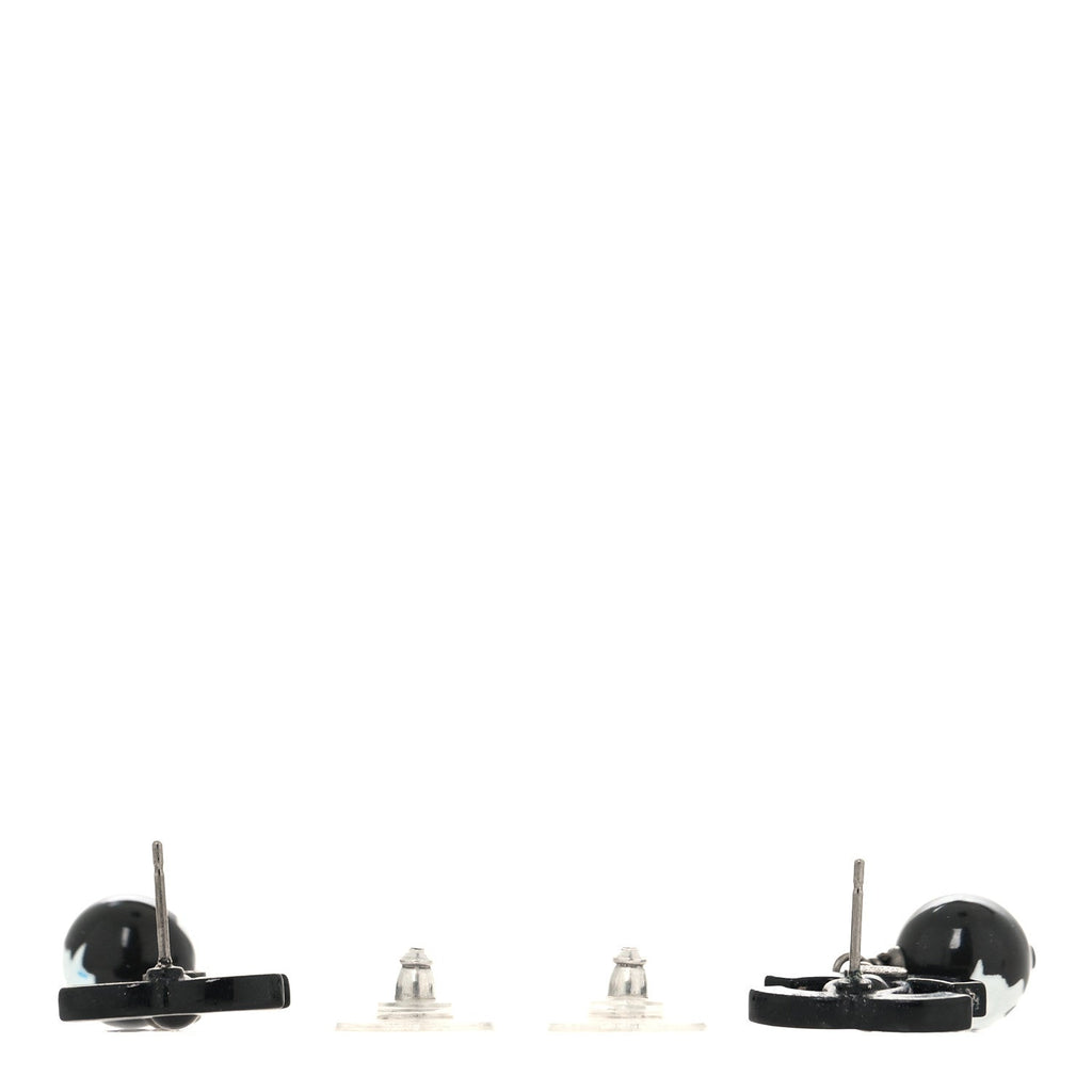 Enamel Bead CC Coco Drop Earrings Black
