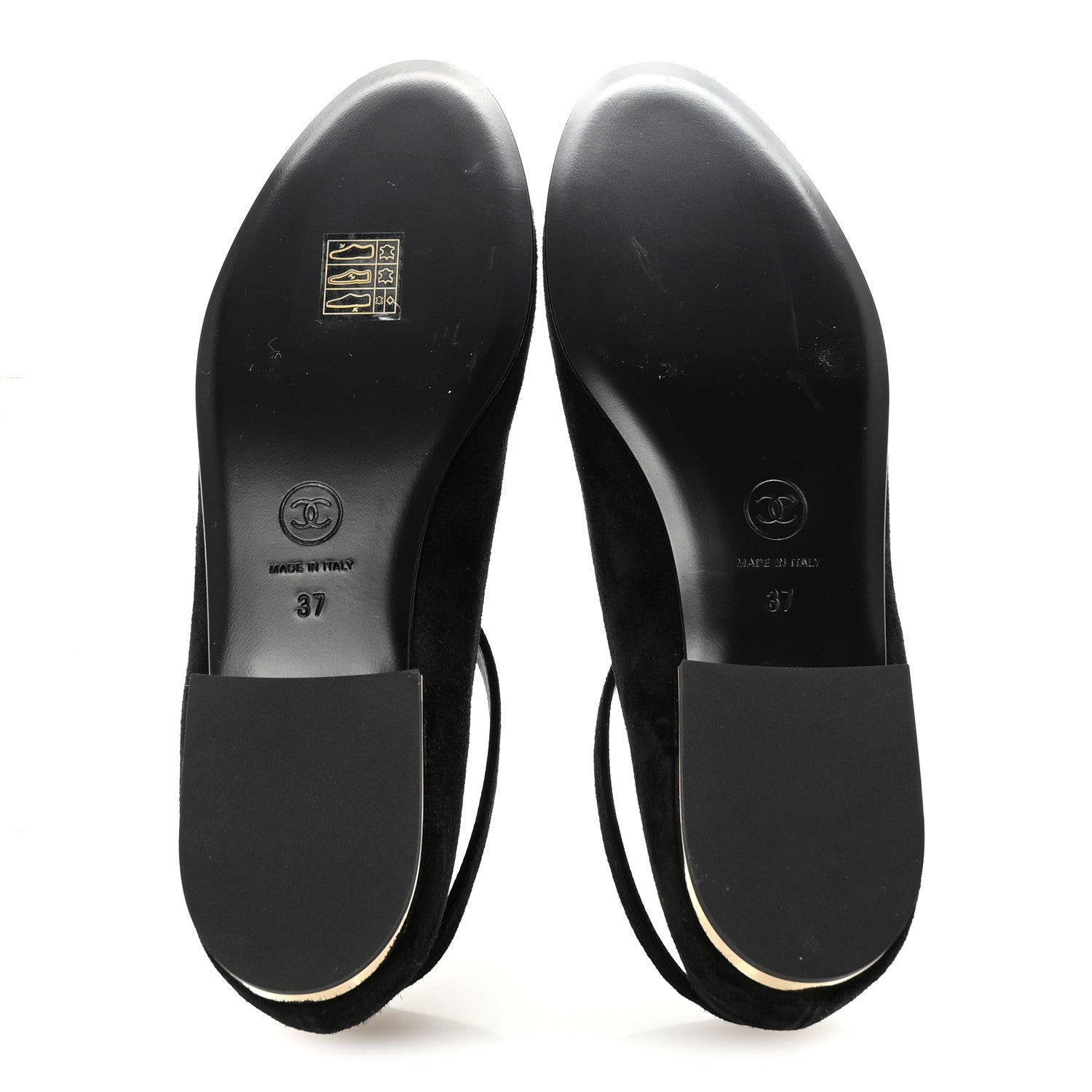 Chanel Suede Patent Cap Toe CC Mary Jane Flats 37 Black