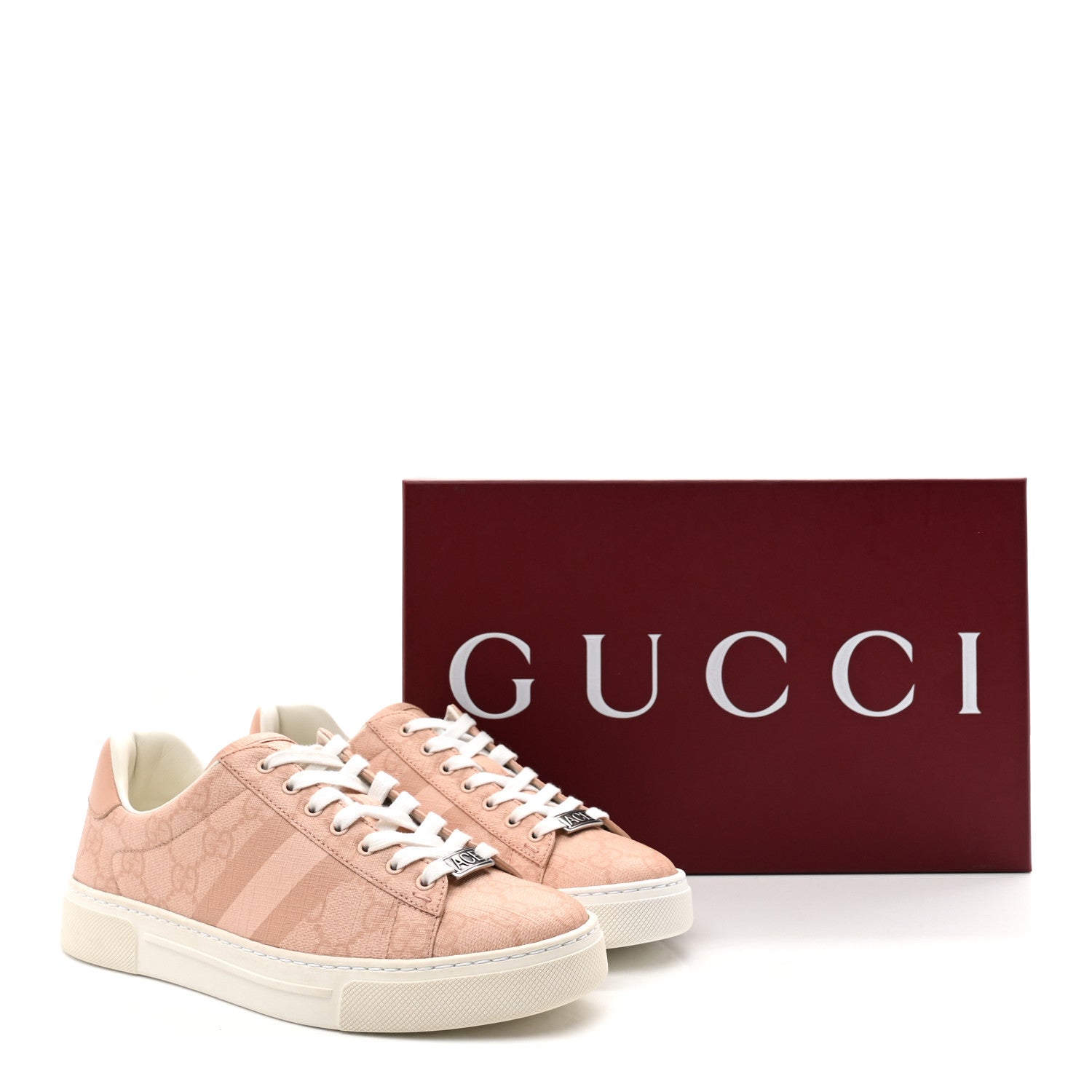 Gucci GG Supreme Tonal Web Womens New Ace Sneakers 35.5 Pink