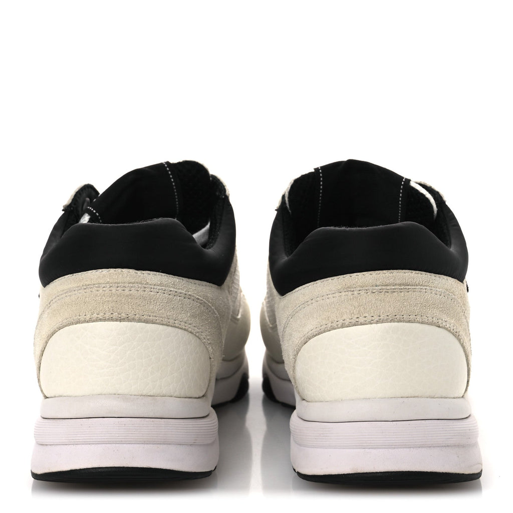 Mesh Suede Calfskin Grained Calfskin Womens CC Sneakers 38 White Black