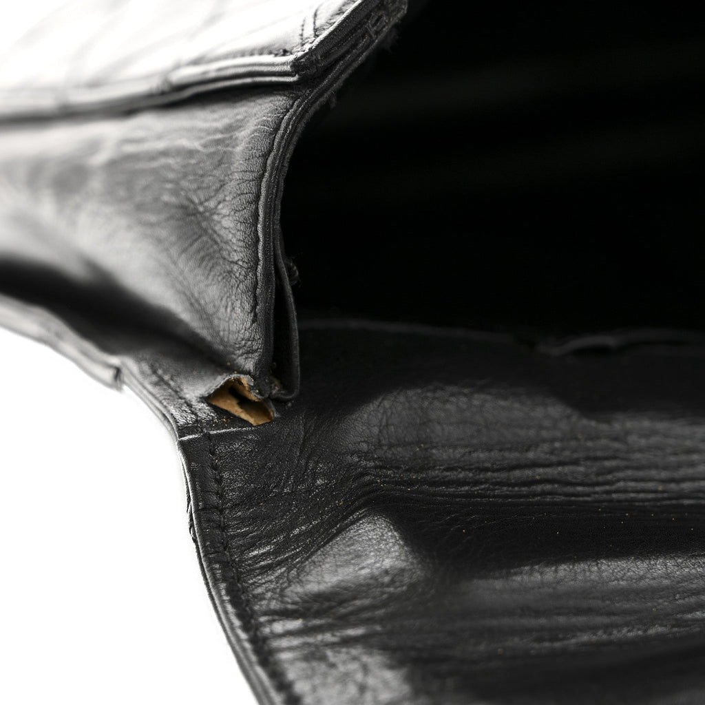 Chanel Lambskin Stitched Briefcase Bag Black