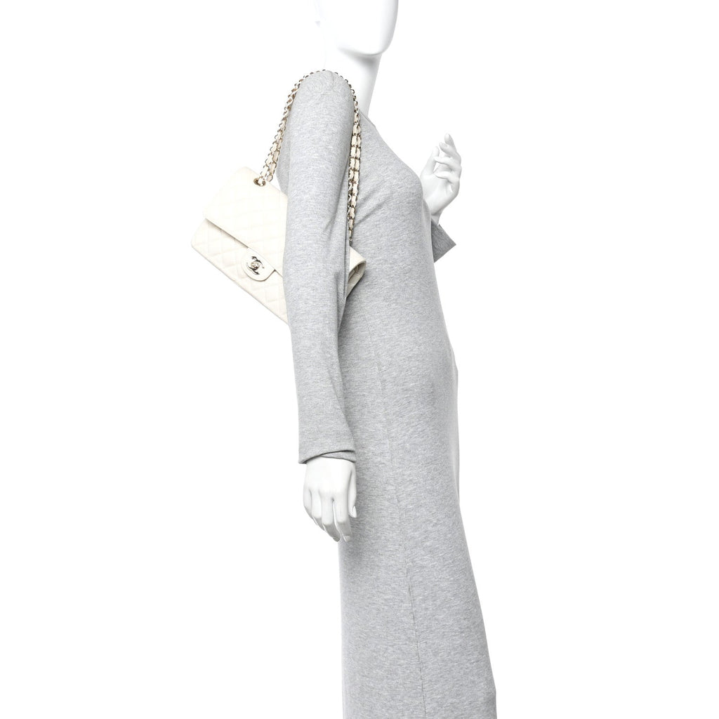 Chanel Caviar Quilted Medium Double Flap White