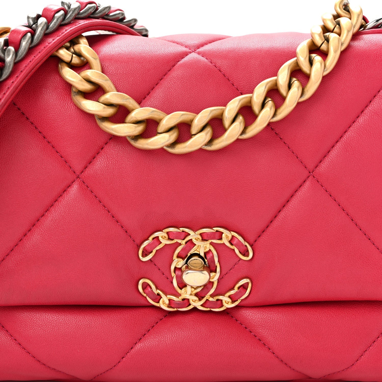 Chanel Lambskin Quilted Medium Chanel 19 Flap Dark Pink