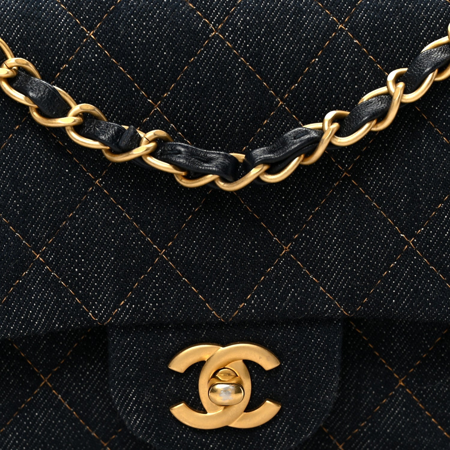 Chanel Denim Quilted Medium Double Flap Dark Blue