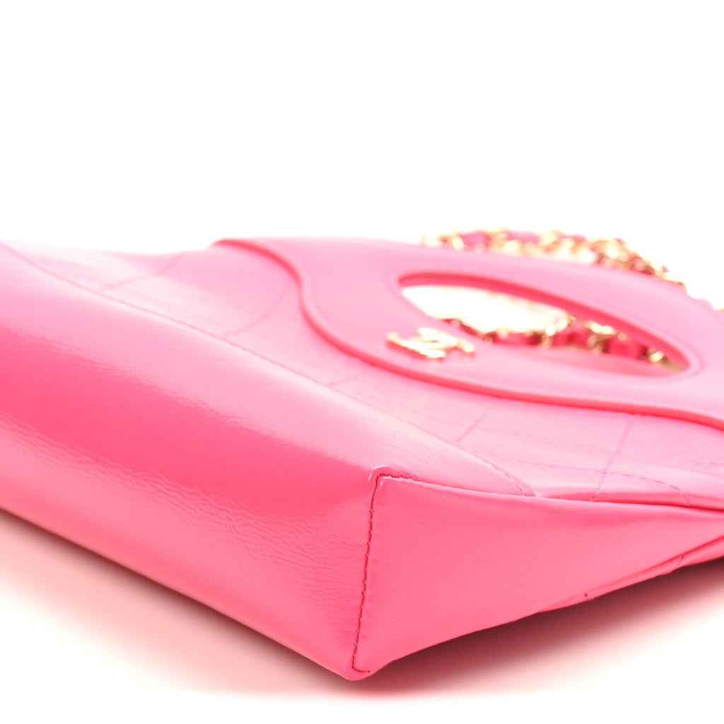 Chanel Shiny Crumpled Calfskin Quilted Nano 31 Shopping Bag Pink