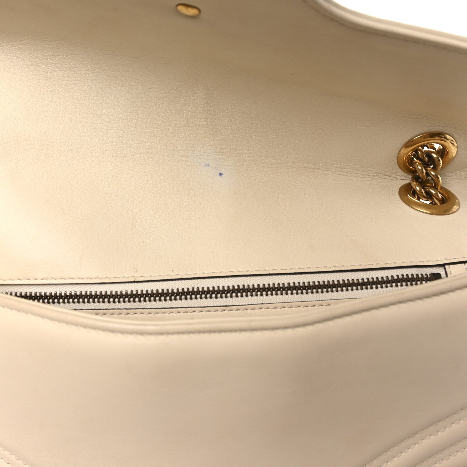 Gucci Calfskin Matelasse Medium GG Marmont Shoulder Bag White
