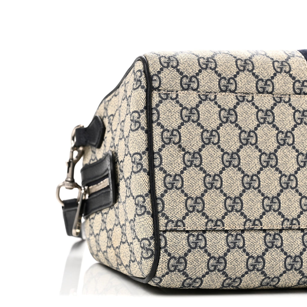Gucci GG Supreme Monogram Web Medium Ophidia Top Handle Bag Beige Blue