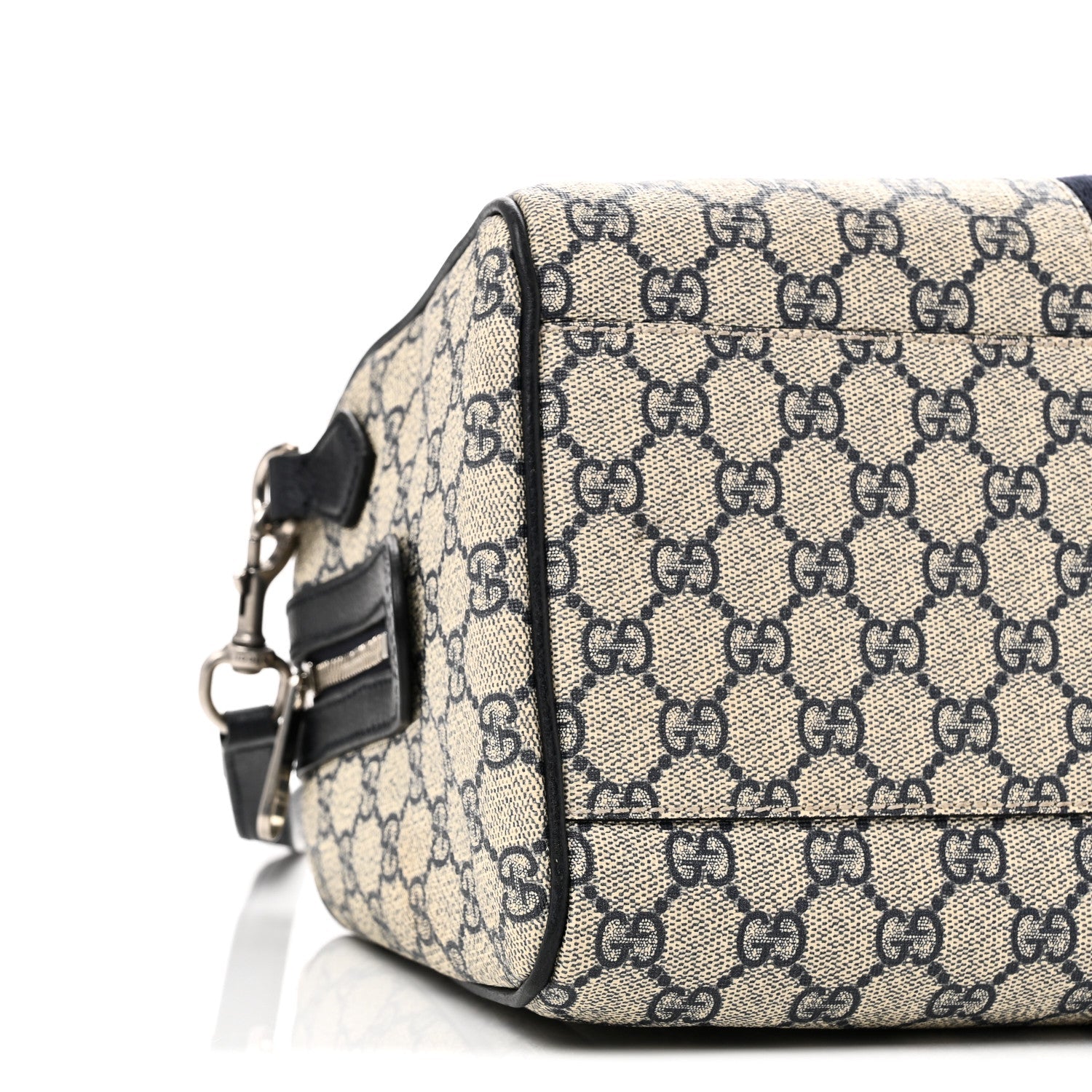 Gucci GG Supreme Monogram Web Medium Ophidia Top Handle Bag Beige Blue