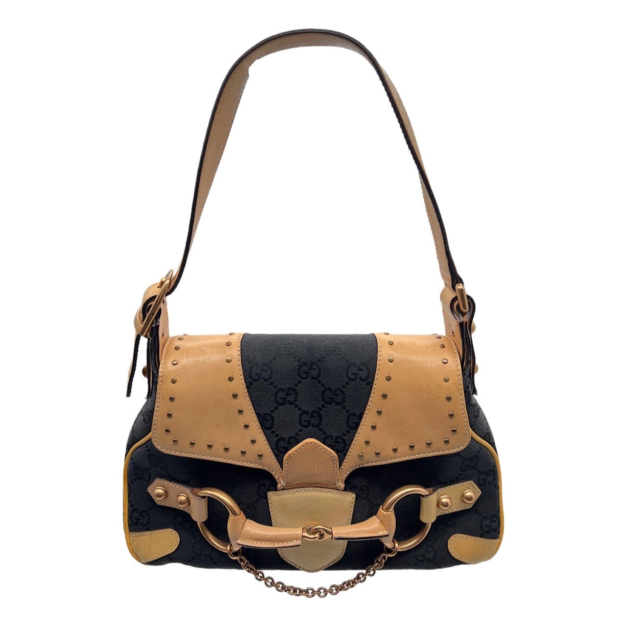 Gucci Monogram Rose Gold Horsebit Handbag