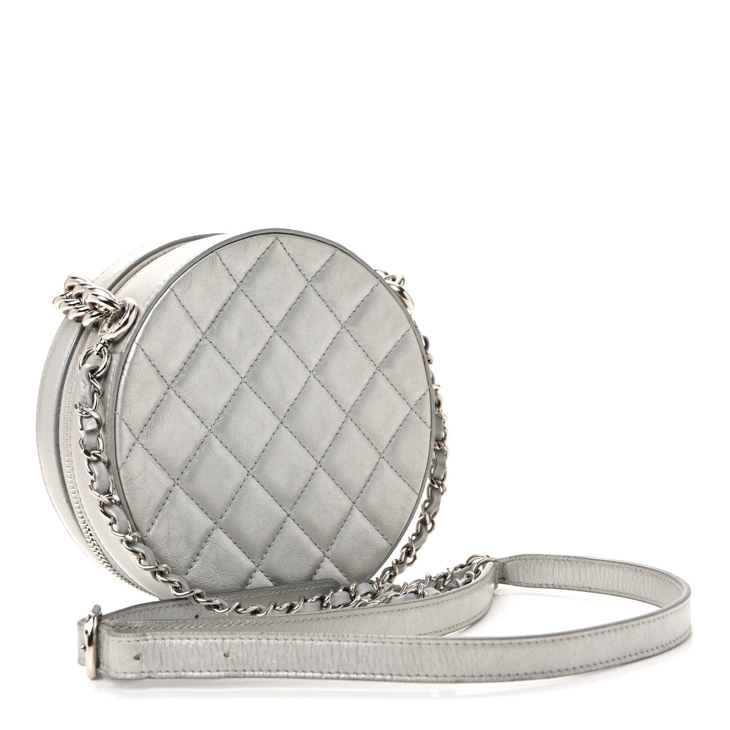 Chanel Metallic Glazed Calfskin Round As Earth Evening Bag Silver