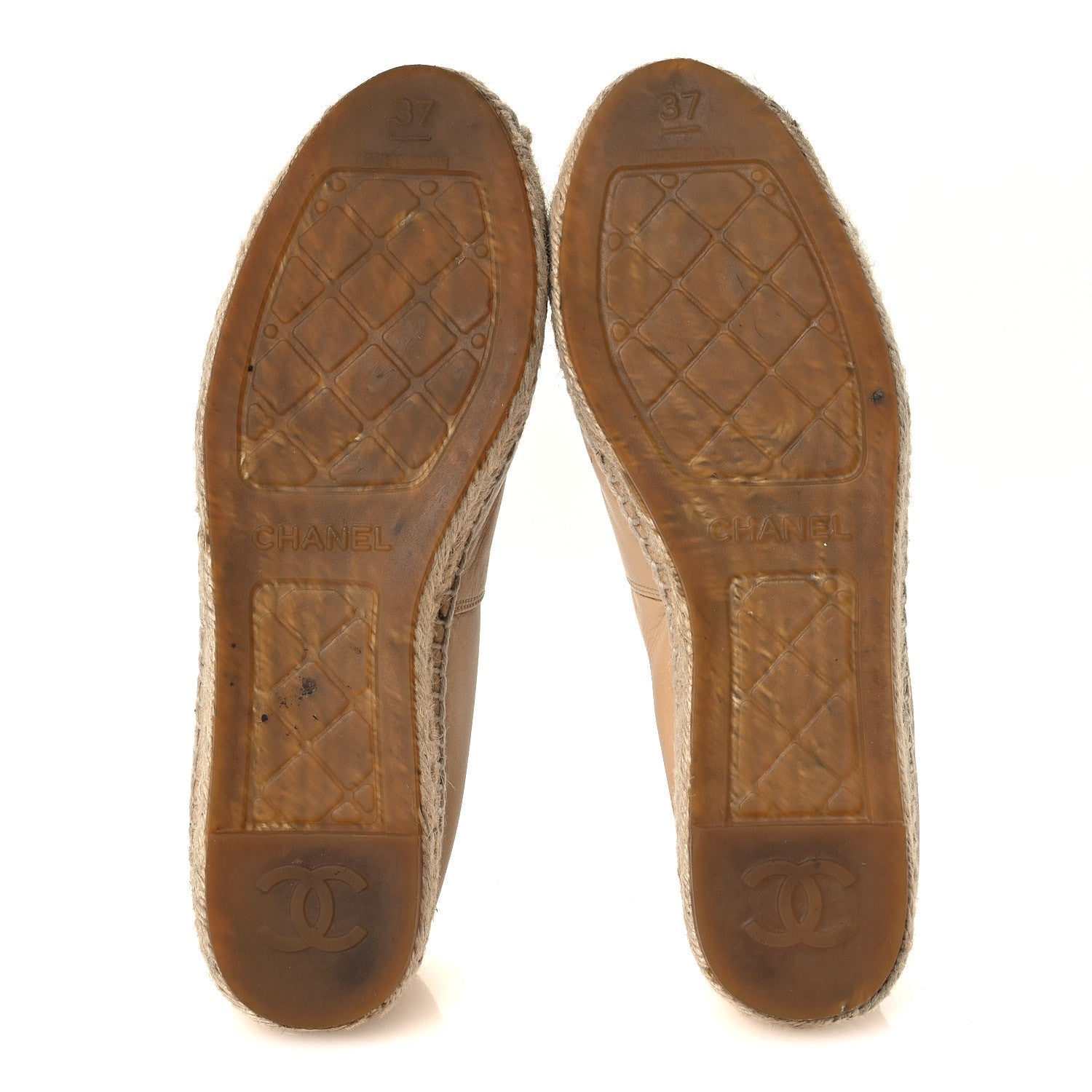 Lambskin CC Espadrilles 37 Beige Black