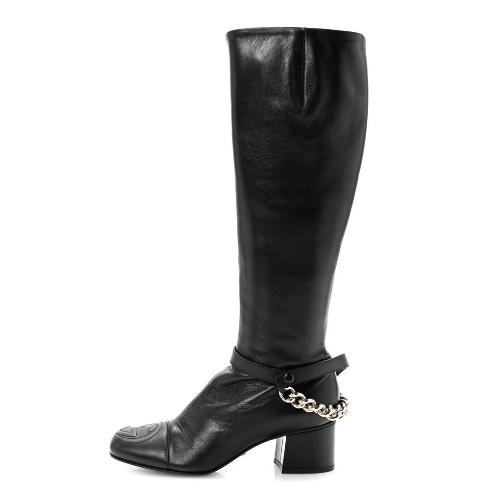 Gucci Calfskin Soho Knee Boots 36 Black