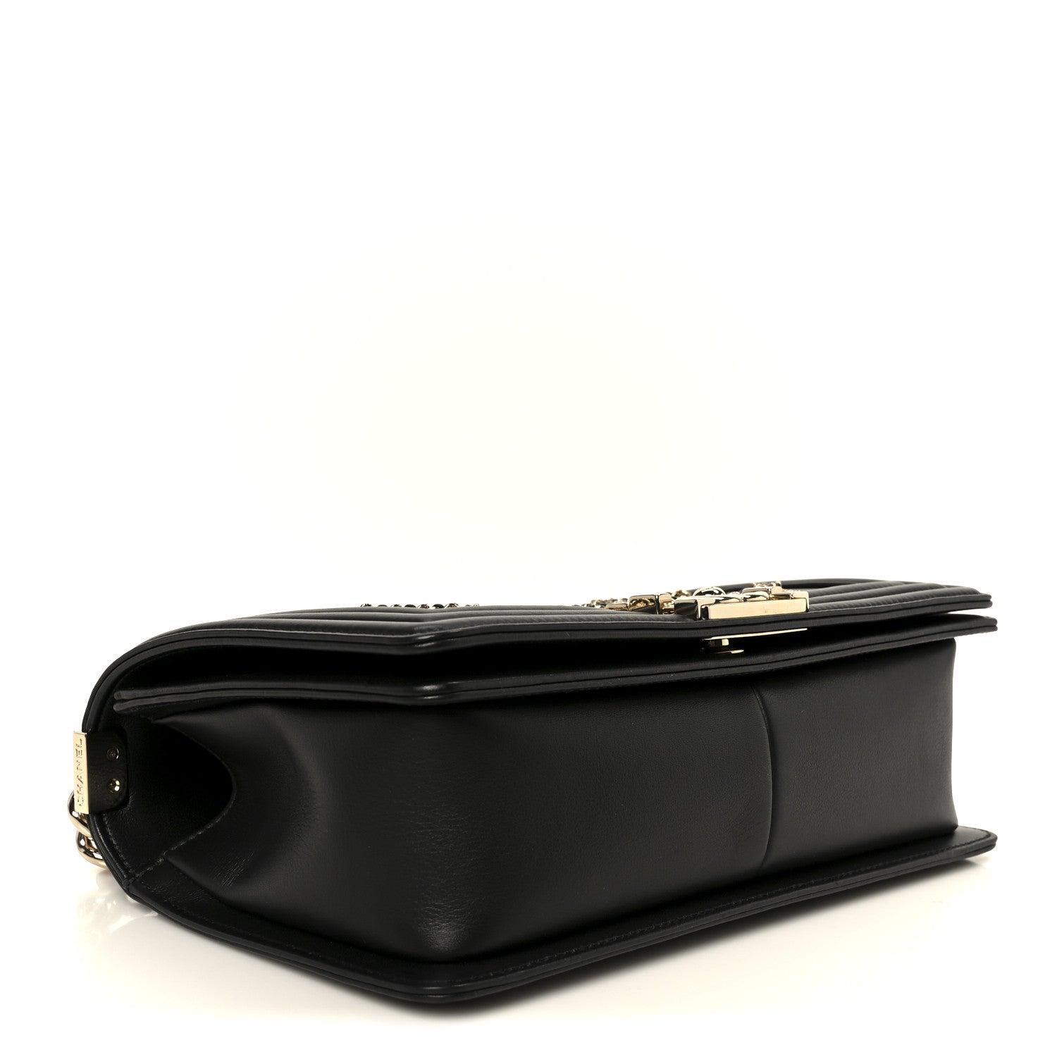 Chanel Calfskin Quilted Medium Chain Detail Boy Flap Black