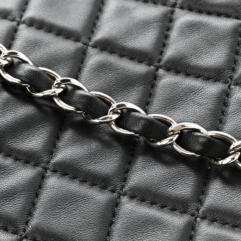 Chanel Lambskin Quilted Jumbo Chanel by 4 Flap Black