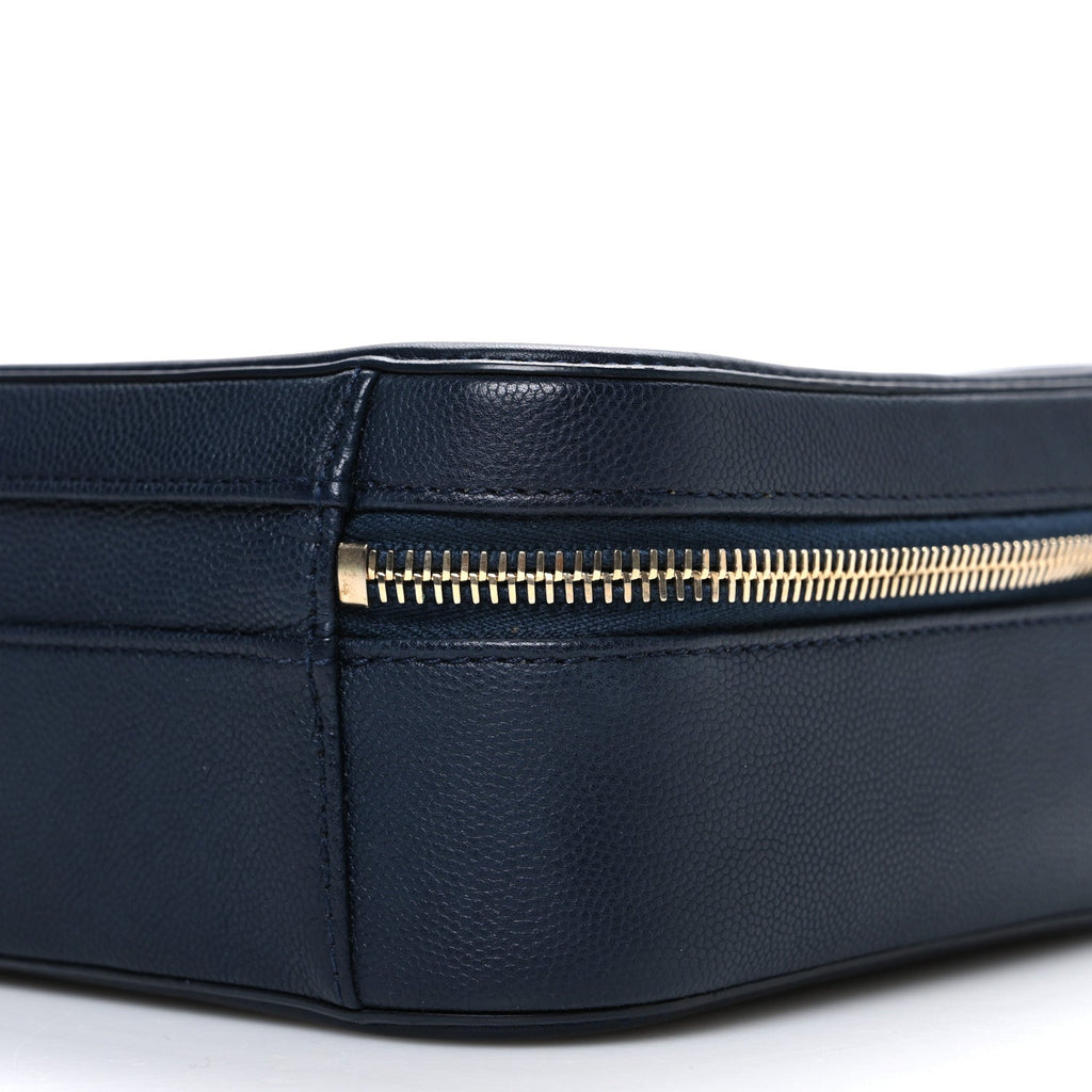 Chanel Caviar Quilted Medium CC Filigree Vanity Case Navy