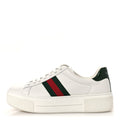 Gucci Ultralight Plume Calfskin Web Womens Ace Platform Sneakers 39.5 White