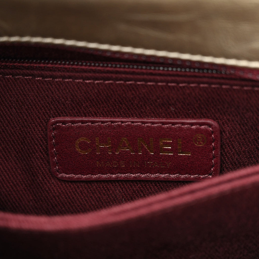 Chanel Metallic Aged Calfskin Quilted Mini Coco Handle Flap Gold