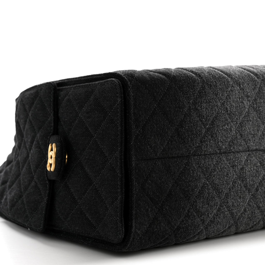 Chanel Washed Denim Quilted Medium Chanel 25 Handbag Black