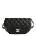 Chanel Calfskin Quilted CC Uniform Flap Belt Bag Black