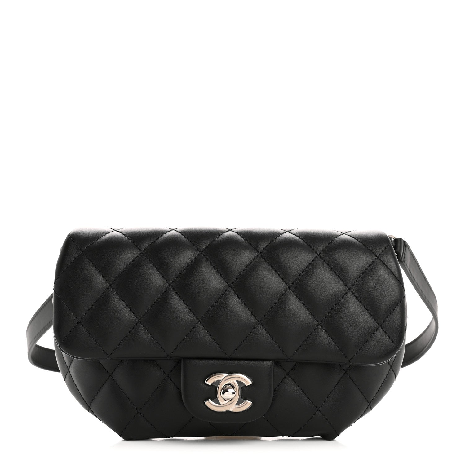Chanel Calfskin Quilted CC Uniform Flap Belt Bag Black