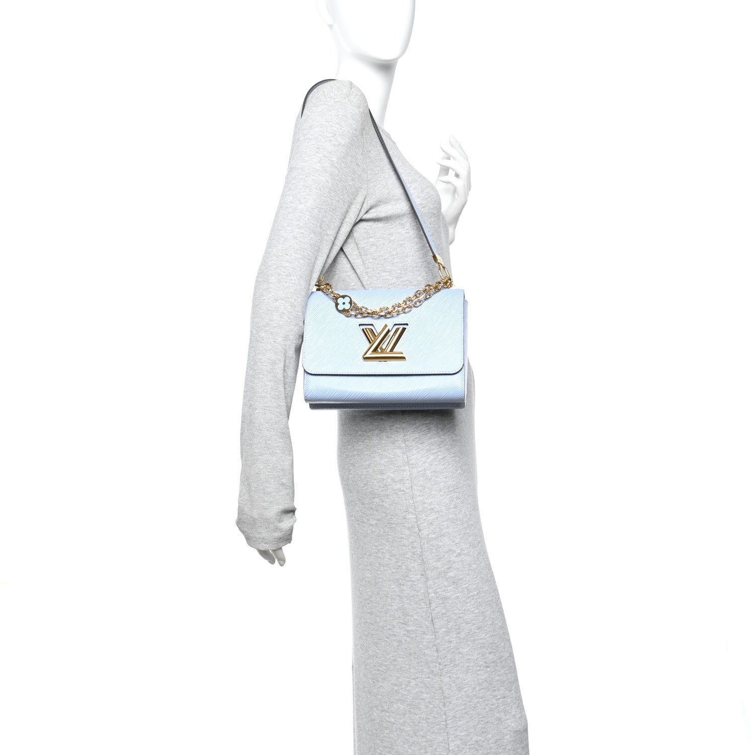 Louis Vuitton Epi Twist Monogram Flower Chain Shoulder Bag MM Blue