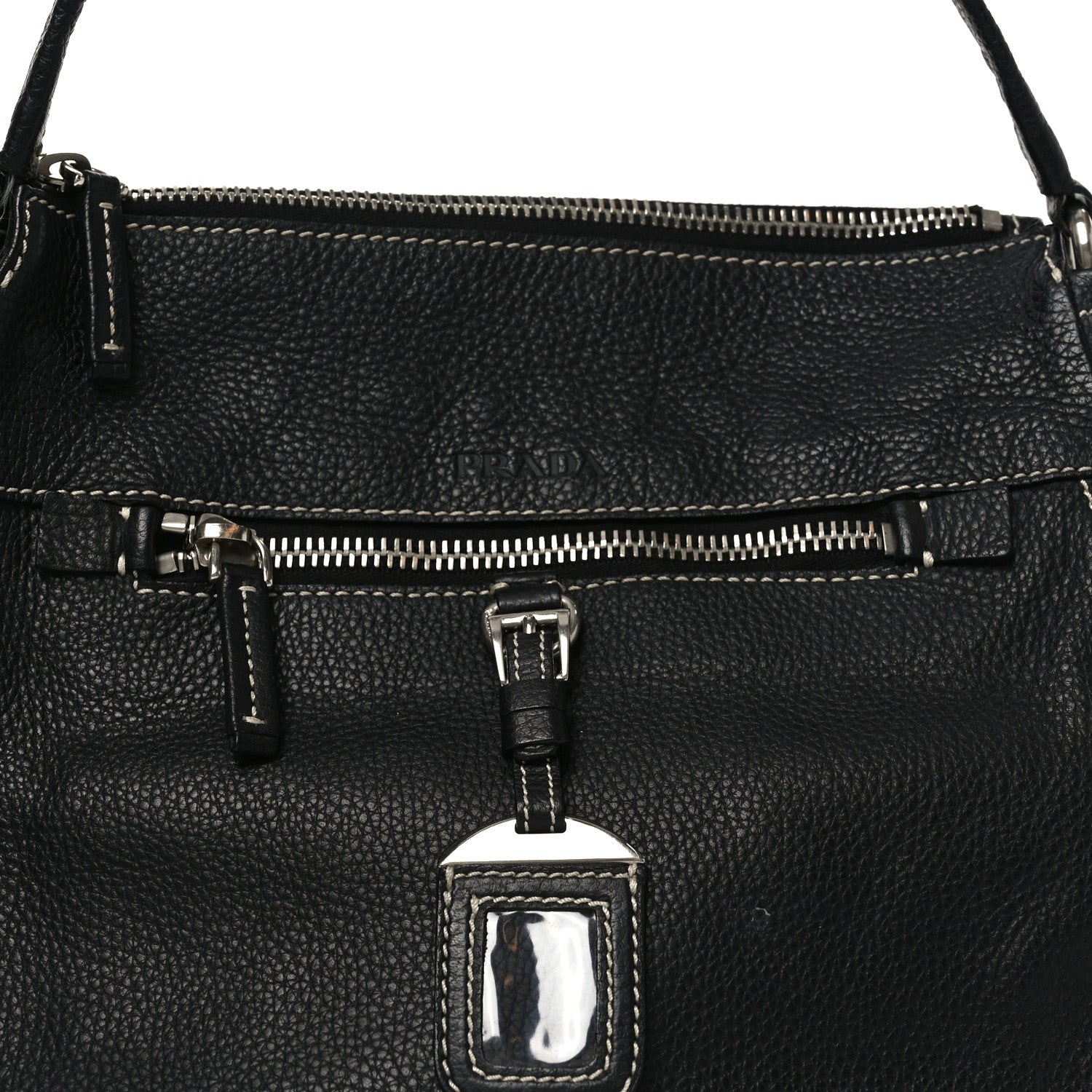 Prada Vitello Daino Hobo Black