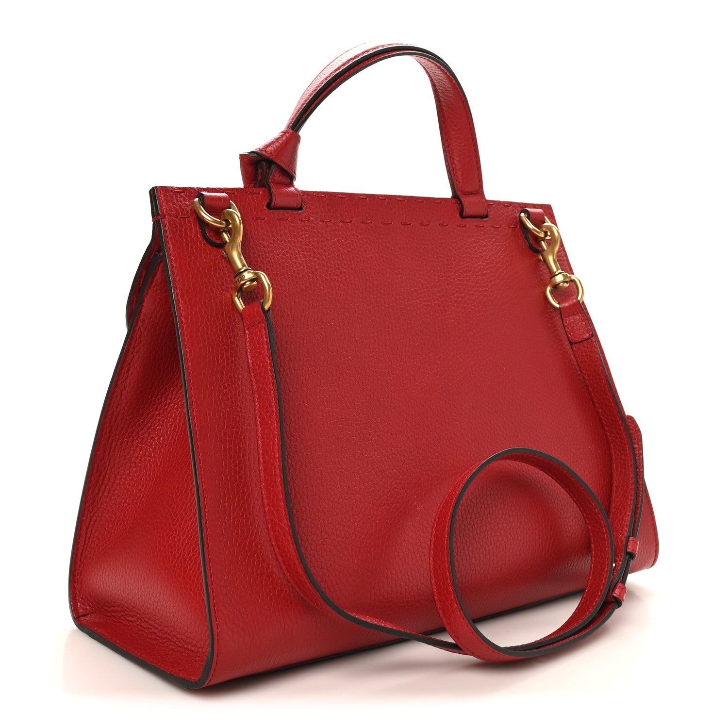 Gucci Calfskin Small GG Marmont Top Handle Bag Vulcanic Red