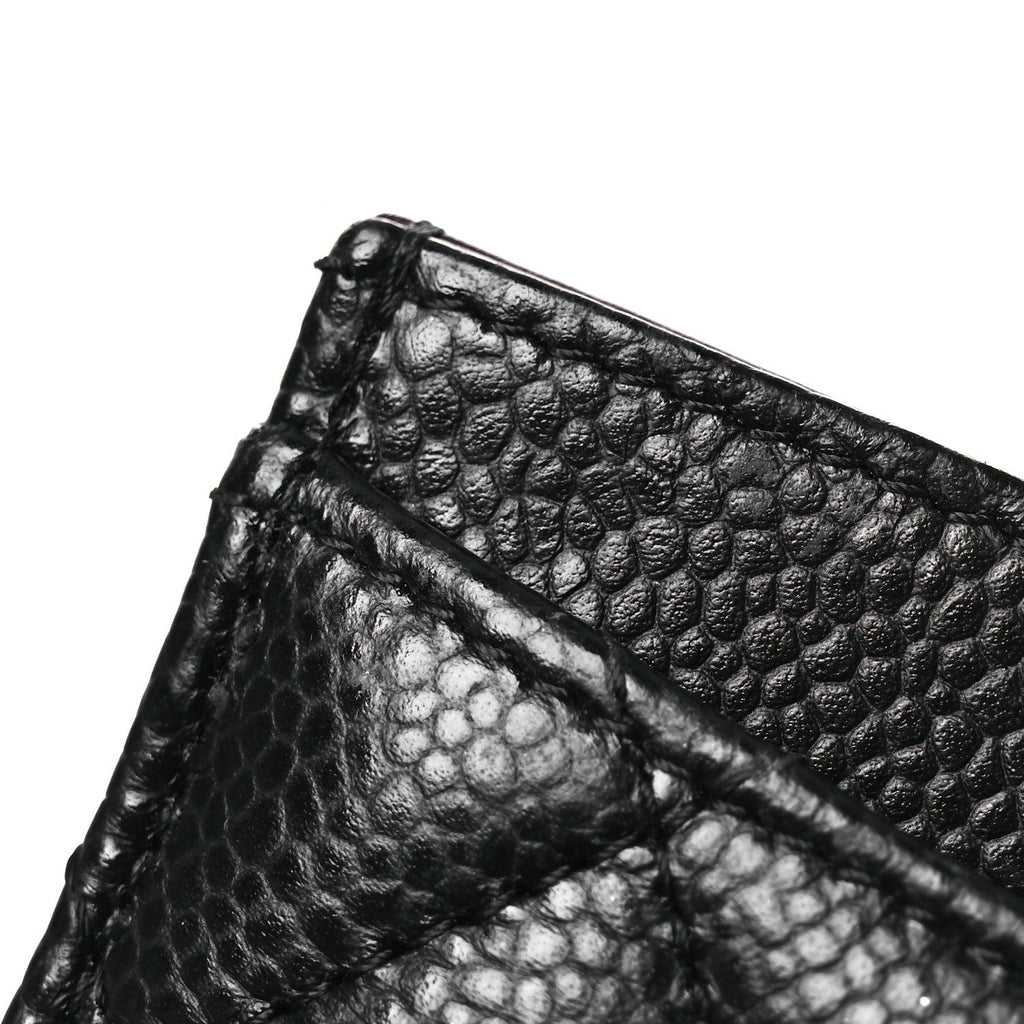Caviar Quilted Card Holder Black