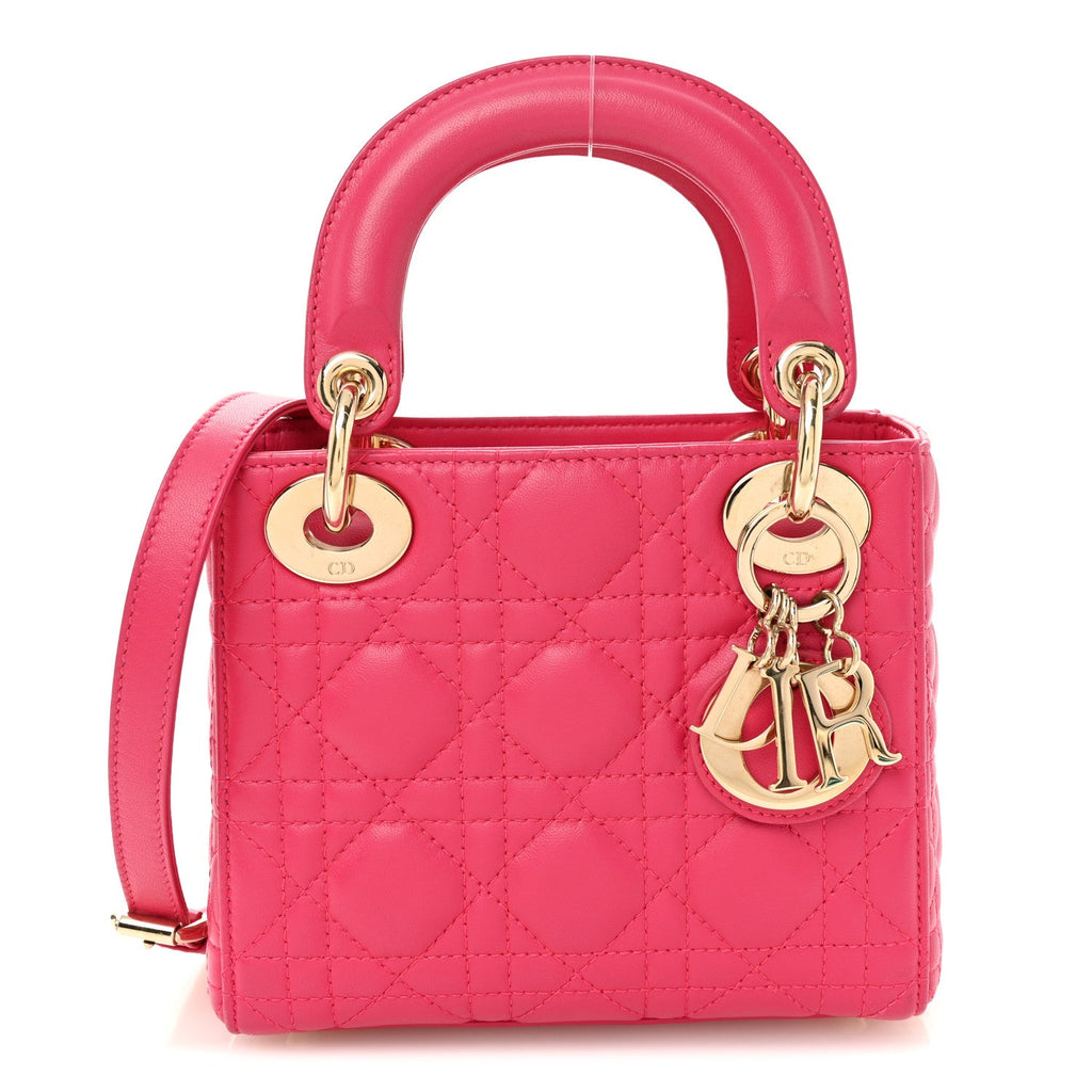 Christian Dior Lambskin Cannage Mini Lady Dior Pink