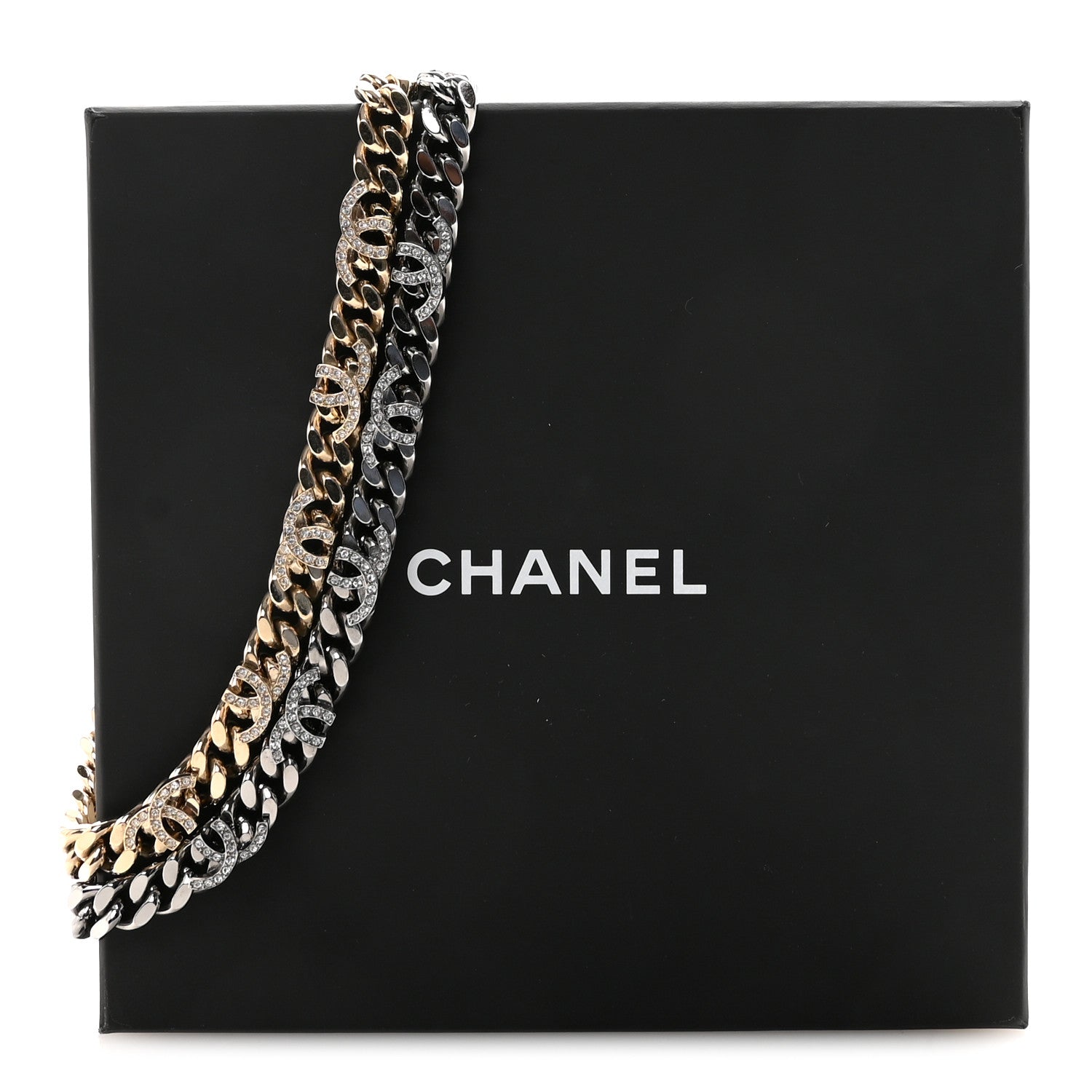 Crystal Chain CC Link Choker Gold Ruthenium