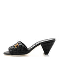Lambskin Quilted Textured CC Mules 37.5 Black