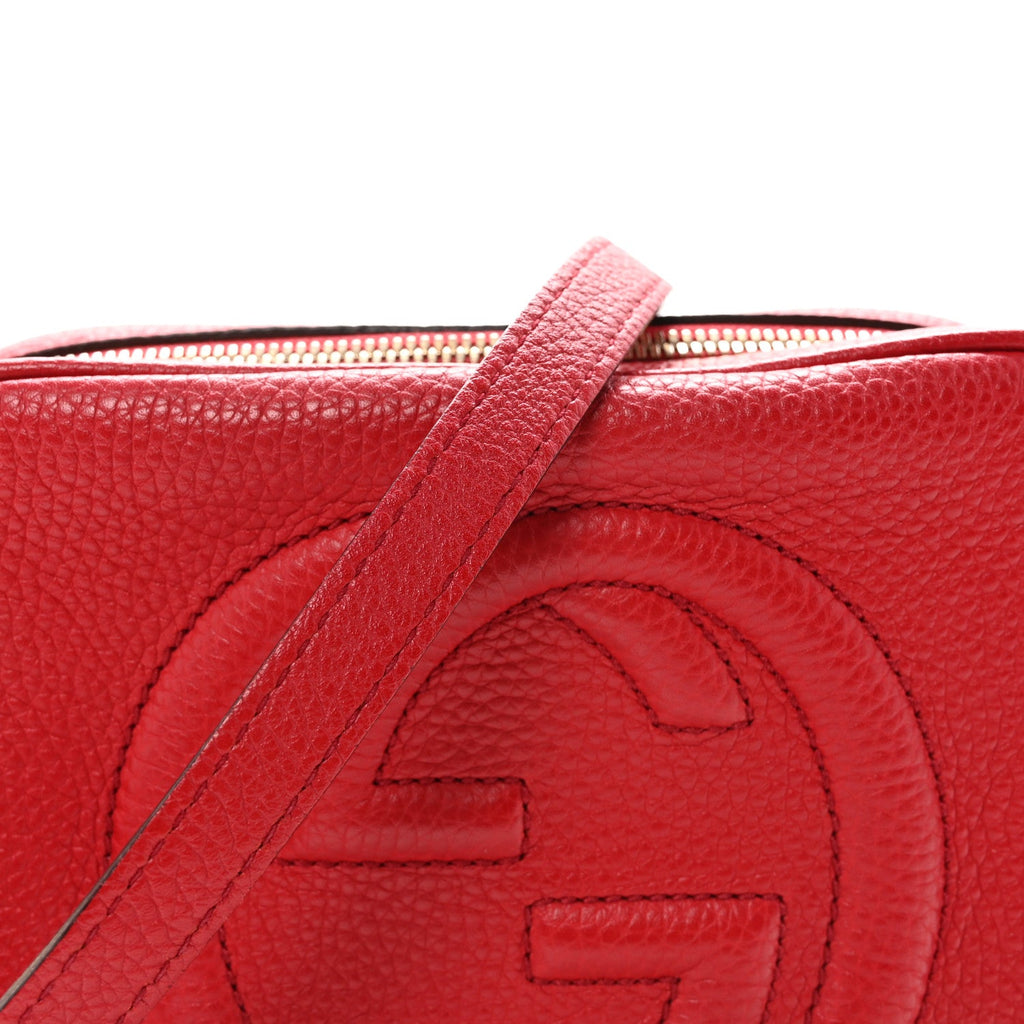Gucci Pebbled Calfskin Small Soho Disco Bag Tabasco Red