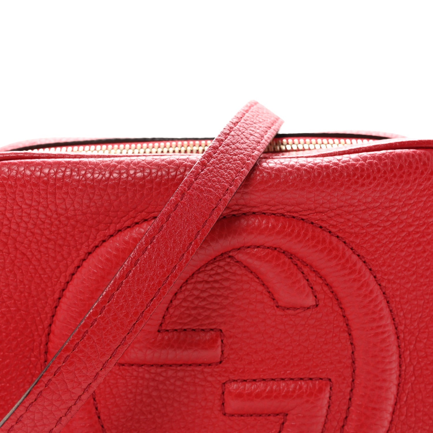 Gucci Pebbled Calfskin Small Soho Disco Bag Tabasco Red